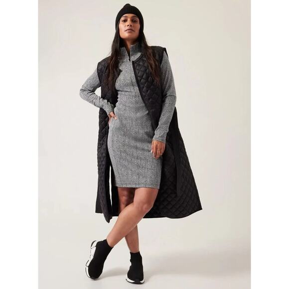 Athleta Delancey Textured Dress Braiden Black NWT XXS $169‎ Sporty Flattering - Picture 2 of 9